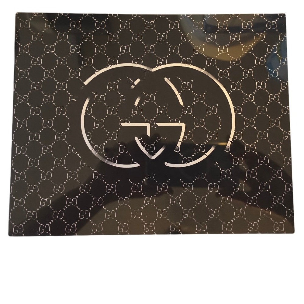 Gucci Monogram Canvas Wall Art Black Silver Interlocking GG Logo Home Decor 10x8